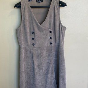 Lulus Corduroy Sleeveless Dress, Lt Gray, XL